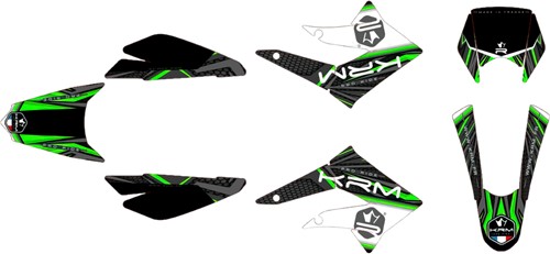 Sticker Set KRM voor Derbi Senda SM 50 DRD X-treme & Racing / Derbi Senda R 50 DRD X-treme & Racing / Gilera RCR / Gilera SMT Bouwjaar 2010 t/m 2017 - Groen
