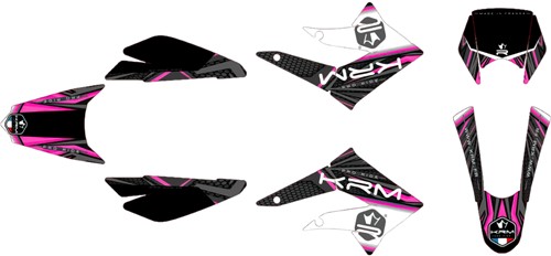 Sticker Set KRM voor Derbi Senda SM 50 DRD X-treme & Racing / Derbi Senda R 50 DRD X-treme & Racing / Gilera RCR / Gilera SMT Bouwjaar 2010 t/m 2017 - Roze