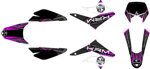 Sticker Set KRM voor Derbi Senda SM 50 DRD X-treme & Racing / Derbi Senda R 50 DRD X-treme & Racing / Gilera RCR / Gilera SMT Bouwjaar 2010 t/m 2017 - Paars