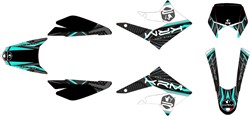 Sticker Set KRM voor Derbi Senda SM 50 DRD X-treme & Racing / Derbi Senda R 50 DRD X-treme & Racing / Gilera RCR / Gilera SMT Bouwjaar 2010 t/m 2017 - Turquoise