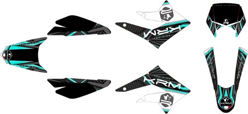 Sticker Set KRM voor Derbi Senda SM 50 DRD X-treme & Racing / Derbi Senda R 50 DRD X-treme & Racing / Gilera RCR / Gilera SMT Bouwjaar 2010 t/m 2017 - Turquoise