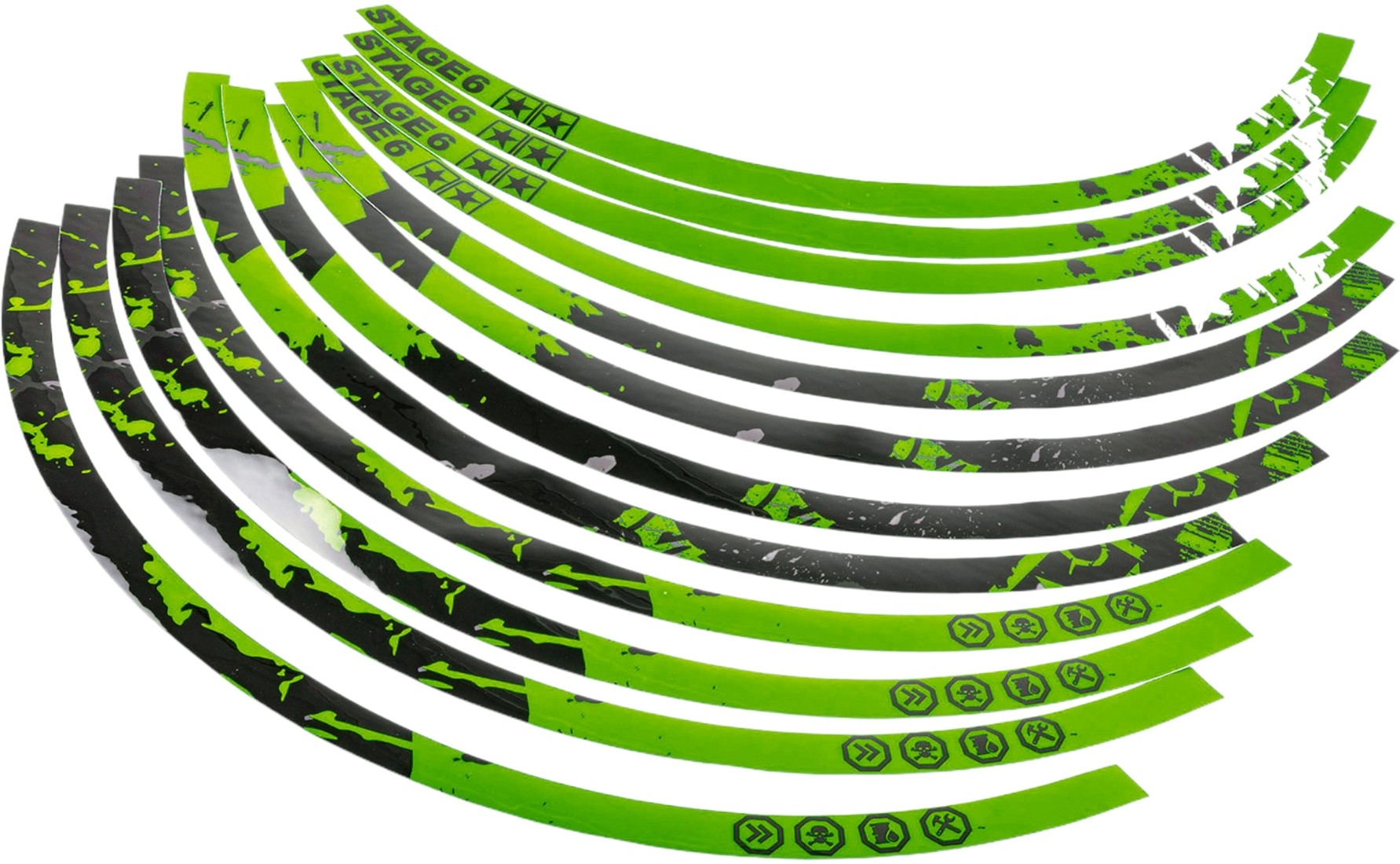 Velgrand Sticker Set Stage6 Groen - Zwart - voor wielen (Geschikt Voor Velgen L+R) Cityparts