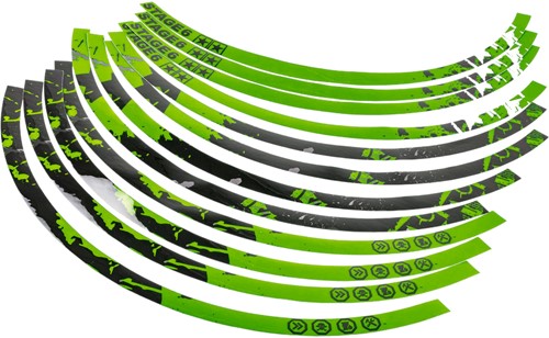 Velgrand Sticker Set Stage6 Groen - Zwart - voor 13inch wielen (Geschikt Voor 2 Velgen L+R)