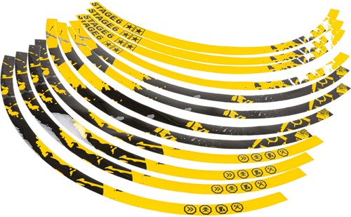 Velgrand Sticker Set Stage6 Geel - Zwart - voor 17inch wielen (Geschikt Voor 2 Velgen L+R)