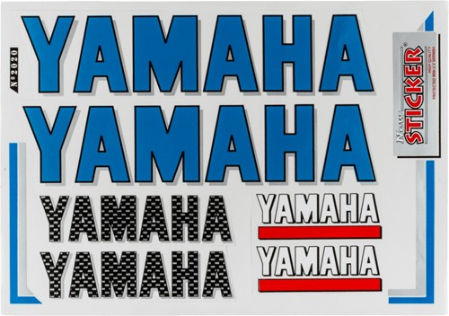 Sticker Set Sponsor Yamaha - Blauw - Carbon - 6 Delig - 33x22cm