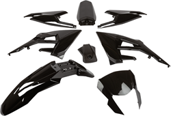 Kappenset (8 Delig) Derbi Senda R DRD X-treme / Derbi Senda SM X-treme / Gilera SMT / Gilera RCR vanaf bouwjaar 2018 - Zwart Glans