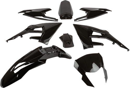 Kappenset (8 Delig) Derbi Senda R DRD X-treme / Derbi Senda SM X-treme / Gilera SMT / Gilera RCR vanaf bouwjaar 2018 - Zwart Glans