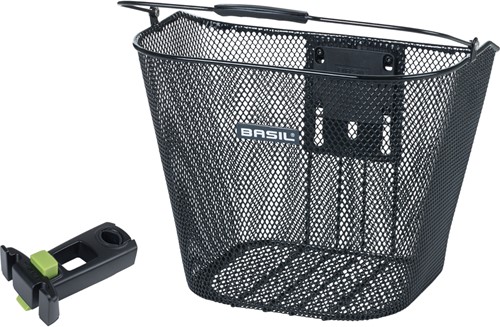 Metalen Fietsmand Basil Bremen KF 26 x 35 x 29 cm - zwart (met Ahead-Stemholder)