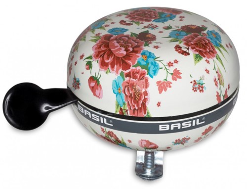 Basil Fietsbel Bloom Ø 80mm Wit met Bloemen