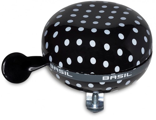 Basil Fietsbel Polkadot Ø 80mm Zwart / Wit