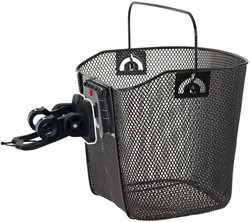 Metalen Fietsmand Ventura Afneembaar Mighty met stuurpenhouder - Zwart