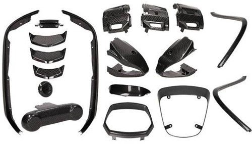 Complete Stylingkit / Sierlijst Set Vespa Sprint Glans Carbon (Voor Modellen V.a 2018)