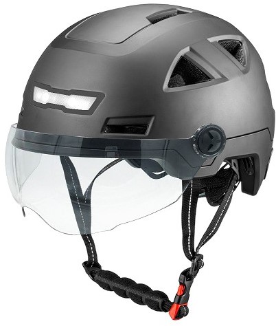 Helm VITO E-light voor speed pedelec / snorfiets met ingebouwd voor en achterlicht NTA-8776 met vizier gekeurd Zwart 55-58cm