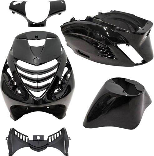 Kappenset RS-1 Piaggio Zip 50 2T / 4T - Glans Zwart