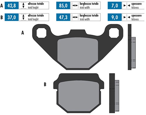 Remblokset Polini voor Kymco / Peugeot / Honda / Hyosung / Malaguti / TGB 174.0074-2