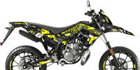 Sticker Set Stage6 voor Derbi Senda SM 50 X-treme / Derbi Senda R 50 X-treme / Gilera RCR / Gilera SMT vanaf bouwjaar 2018 - Geel
