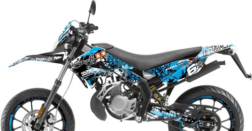Sticker Set Stage6 voor Derbi Senda SM 50 DRD X-treme & Racing / Derbi Senda R 50 DRD X-treme & Racing / Gilera RCR / Gilera SMT Bouwjaar 2010 t/m 2017 - Blauw