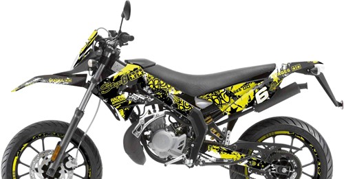 Sticker Set Stage6 voor Derbi Senda SM 50 DRD X-treme & Racing / Derbi Senda R 50 DRD X-treme & Racing / Gilera RCR / Gilera SMT Bouwjaar 2010 t/m 2017 - Geel