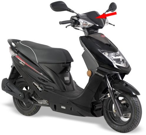 stuurhuis voorzijde kymco vp50 kleur zwart glimmend