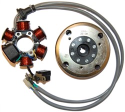Ontsteking + Vliegwiel Piaggio Typhoon / Gilera Runner T/m 2005 / Piaggio Ntt / Piaggio Nrg / Piaggio Zip 1998 / Vespa Sfera / Vespa Et2 / Gilera Stalker Originele Kwaliteit