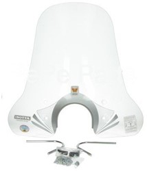 Windscherm ISOTTA Vespa Elettrica / Vespa Primavera Helder Hoog + Bevestigingset (Chromen montageset)