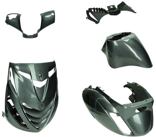 Kappenset DMP Piaggio Zip 2000 Carbon met SP voorscherm 5 Delig