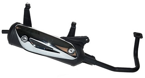  Uitlaat China GY6 / Baotian Speedy / BT49QT  (+ Steun Spatbord Overwiel)