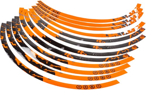 Velgrand Sticker Set Stage6 Oranje - Zwart - voor 13inch wielen (Geschikt Voor 2 Velgen L+R)