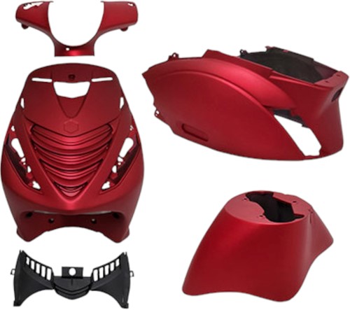 Kappenset Piaggio Zip 2000 EVO-1 Mat Candy Red met SP voorscherm 5 delig