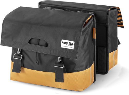 Gerecyclede dubbele fietstas Urban Proof 40 liter - grijs/geel