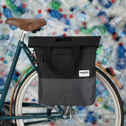 Gerecyclede shopper fietstas Urban Proof 20 liter - zwart/grijs-3