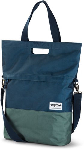 Gerecyclede shopper fietstas Urban Proof 20 liter - blauw/groen