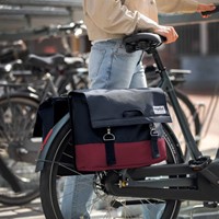 Gerecyclede dubbele fietstas Urban Proof 40 liter - bordeaux rood/grijs-2