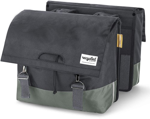 Gerecyclede dubbele fietstas Urban Proof 40 liter - groen/grijs