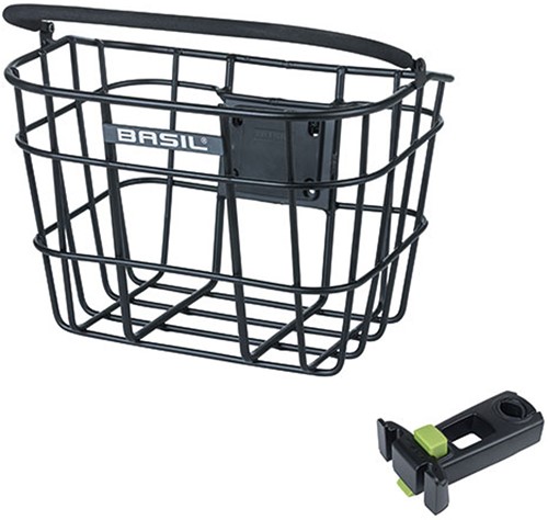 Metalen Fietsmand Basil Bremen Alu KF Met Stuurpenhouder 28 x 37 x 26 cm - Zwart