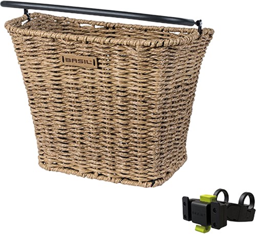 Fietsmand Basil Bremen Rattan Look met KF stuurbochthouder 27 x 35 x 29 cm - Seagrass