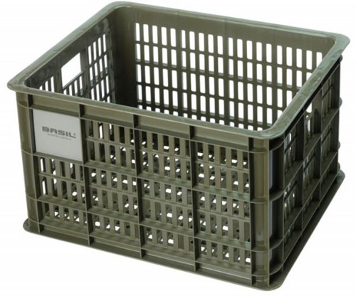 Gerecyclede fietskrat Basil Crate M 29.5 liter 35 x 45 x 25 cm - moss green