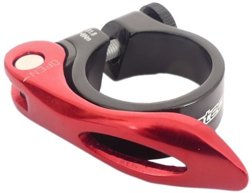 Fiets Zadelpenklem Ergotec SCQ-0100 ø31,8 mm aluminium met snelspanner - zwart/rood