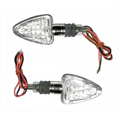 Knipperlicht Set Led (Chroom Driehoek) Derbi Senda / Derbi Gpr 50 / Aprilia RS 50 / Aprilia SX 50 / Universeel Scooter / Bromfiets / Motorfiets
