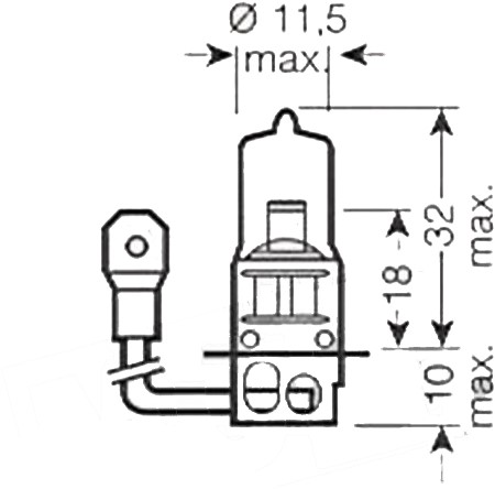 Lamp 12volt 55w H3 + draad div: scooters TGB 507