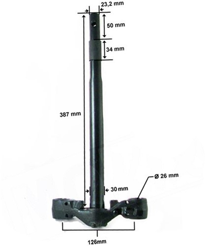 voorvork peugeot v-clic / baotian speedy - voor 10inch wielen - kroonstuk