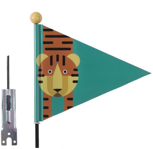 Fiets Veiligheidsvlag PexKids Tiger - groen met tijgerprint