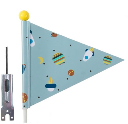 Fiets Veiligheidsvlag PexKids Rocket - blauw met raket print