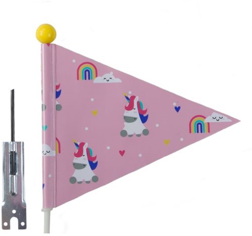 Fiets Veiligheidsvlag Pexkids Unicorn - roze met unicorn print