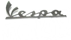 embleem woord vespa met clip lengte 12cm chroom per stuk