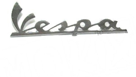 embleem woord vespa met clip lengte 12cm chroom per stuk