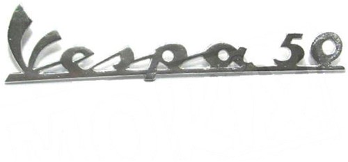 embleem vespa 50 dik met clip 13.5cm chroom per stuk