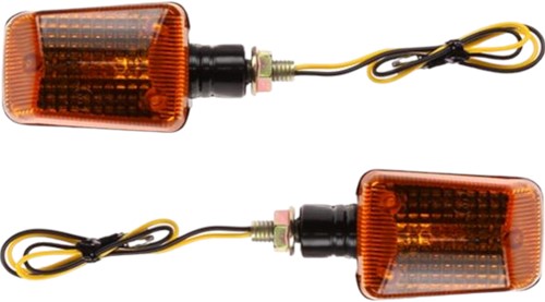 Knipperlicht Set Oranje Zwart Vierkant E-keur Derbi Senda / Derbi Gpr 50 / Aprilia RS 50 / Aprilia SX 50 / Universeel Scooter / Bromfiets / Motorfiets