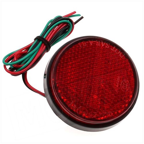 Reflector Rond + Led (Rood) Universeel Scooter / Motorfiets / Motorscooter