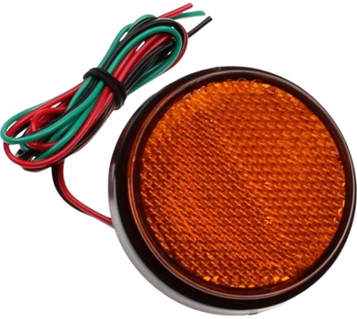 Reflector Rond + Led 12 volt - Oranje - Universeel Scooter / Motorfiets / Motorscooter